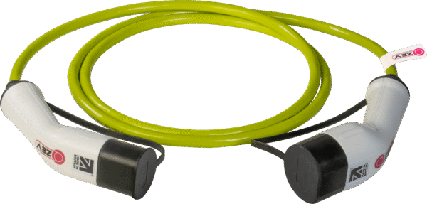ZEV Type2-Type2, 32A, Single Phase EV Charging Cable, Straight, Hi-vis Lime Green, 5m/10m